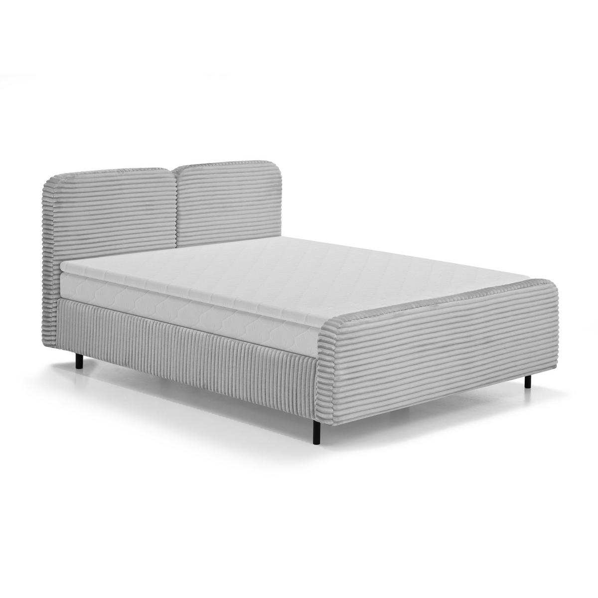 POLSTERBETT Lea mit Matratze und Topper, 180x200, Hellgrau - Hellgrau, Textil (180/200cm) - Beautysofa