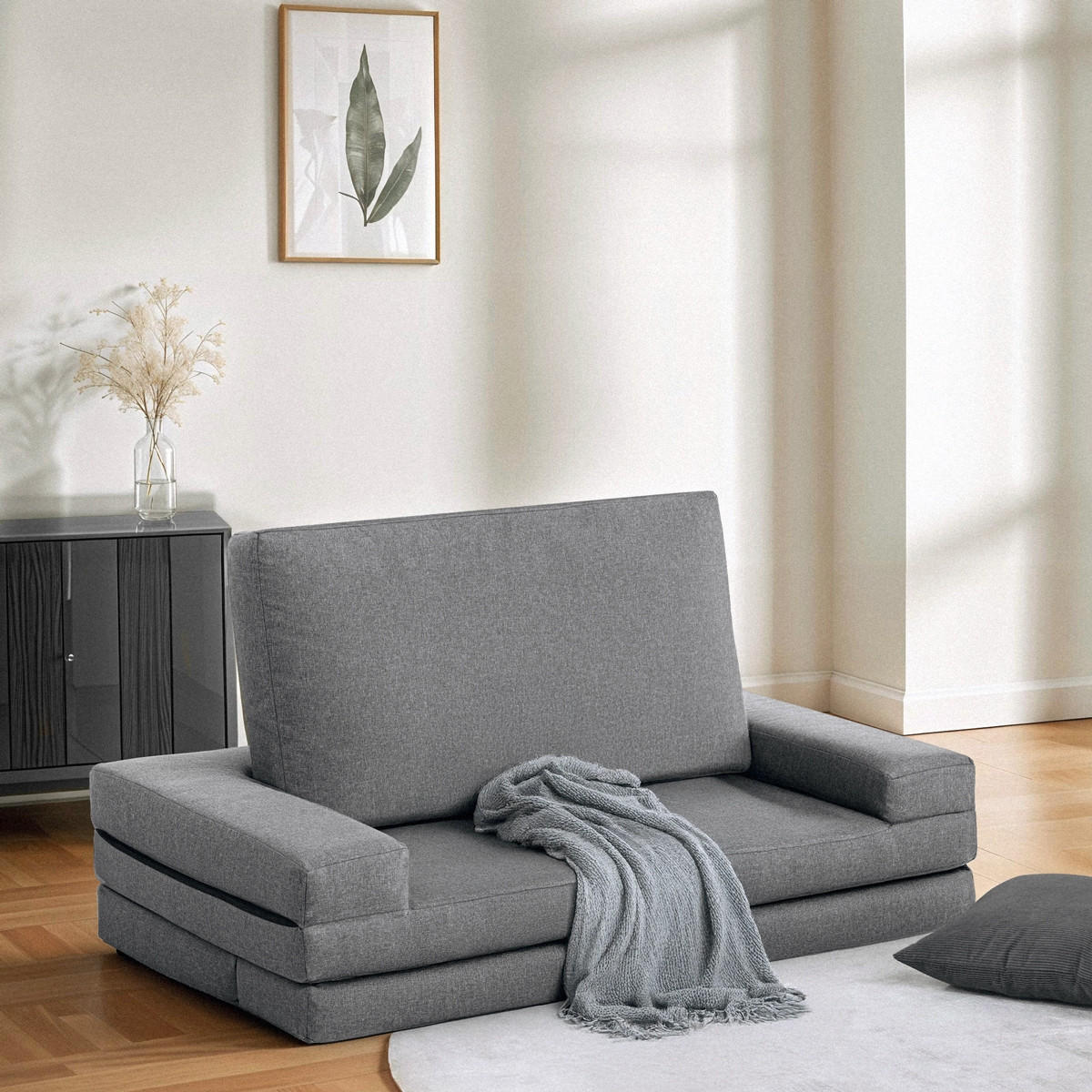 SCHLAFSOFA klappbar Miranda - Dunkel Grau - Grau, Textil (134/70/68cm) - Pasmara