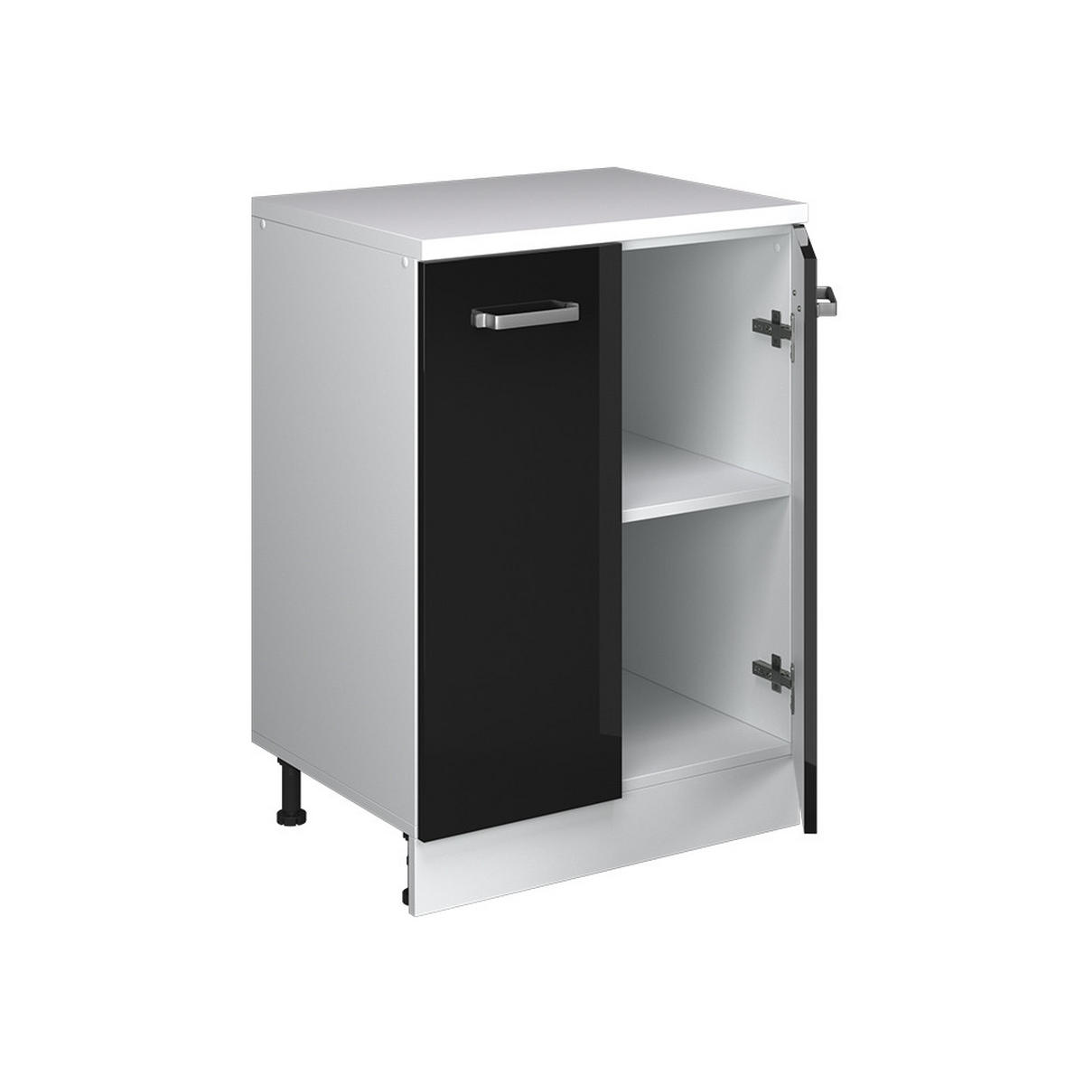 OMARICA ZA PODSTREŠJE Rion Črna visok sijaj 60 x 81.6 cm brez naklona z 2 vrati - črna/bela, leseni material (60/83.8/46cm) - Vicco
