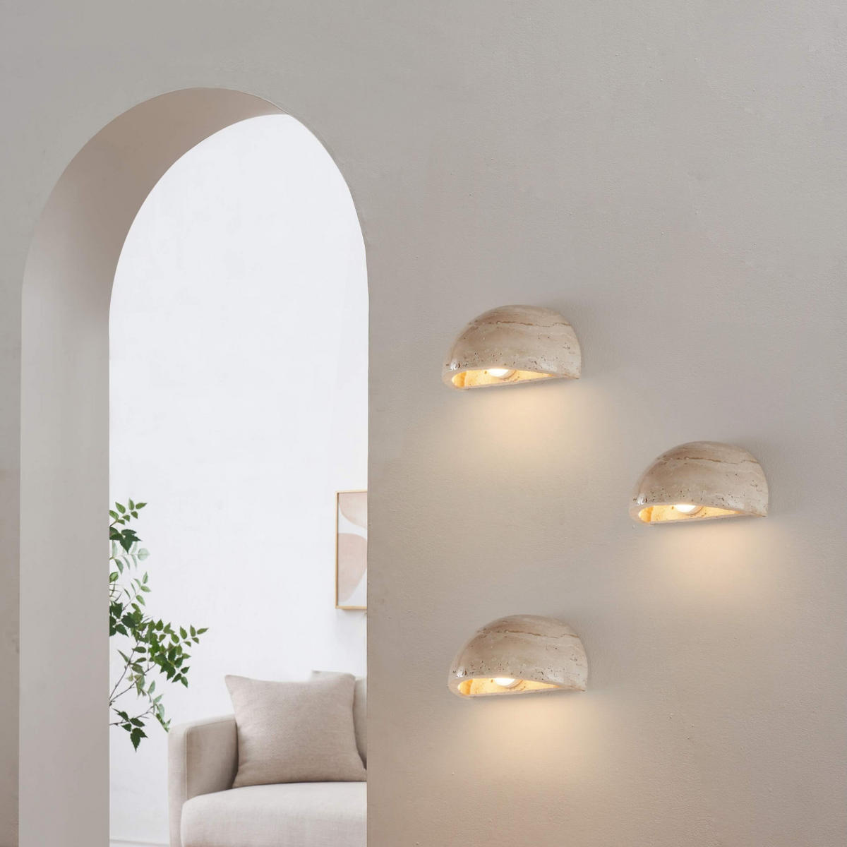 WANDLEUCHTE Sève, Beige, 7.2cm - Beige, Stein (15/7.2/7cm) - KOSILUM