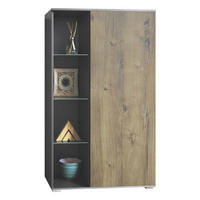 VITRINE Davos Eiche Ribbeck - Alteiche, Holzwerkstoff (71.5/134/35cm) - Vladon