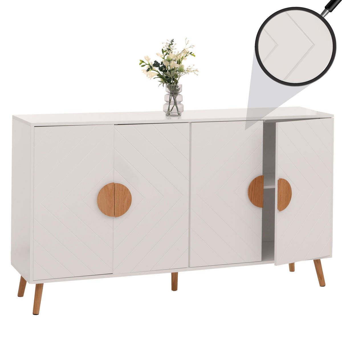 SIDEBOARD Weiß - Weiß, Holz (150/88/40cm) - MCW