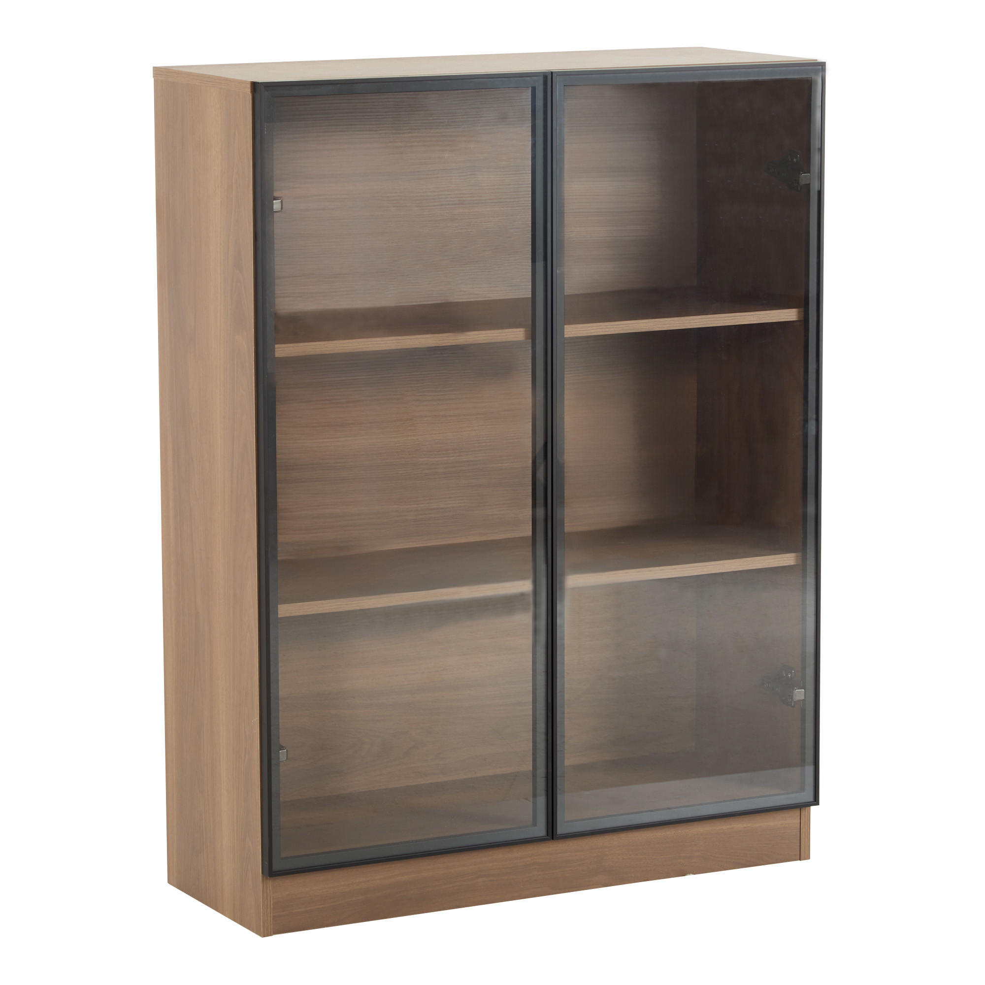 VITRINE DE-37920 mit LED-Beleuchtung und 3 Glasböden Braun - Braun, Holzwerkstoff (80/106/32cm) - ComfortXL