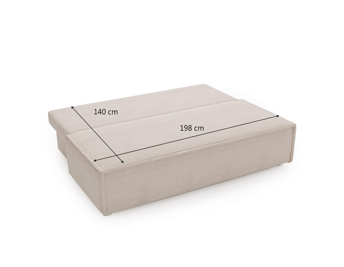 SCHLAFSOFA Mit Bettkasten DUO Poso Stoff Beige - Beige, Holz (198/89/90cm) - Kaiser Möbel