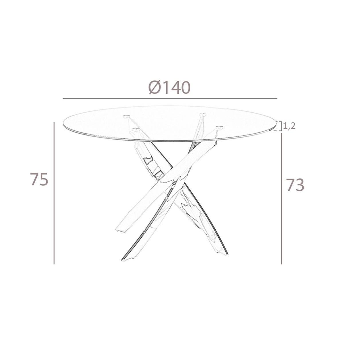ESSTISCH Runder Esstisch aus gehärtetem Glas und rosa Stahl Ø140/75 cm - Pink/Goldfarben, Glas/Metall (140/140/75cm) - ANGEL CERDA