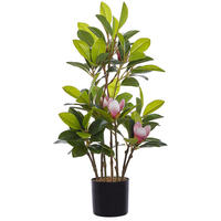 KUNSTPFLANZE im Blumentopf 70 cm Grün/Schwarz Magnolia - Schwarz/Grün, Kunststoff (70cm) - Beliani