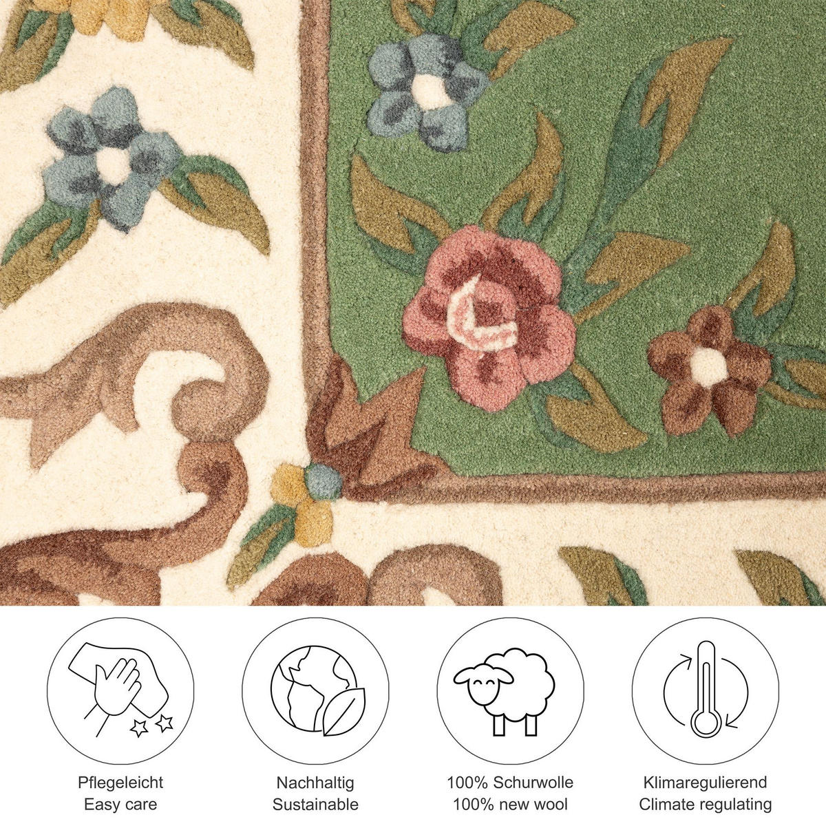 HANDTUFTTEPPICH Bloomingville 190x300 cm - Grün, Textil (190/300cm) - THEKO