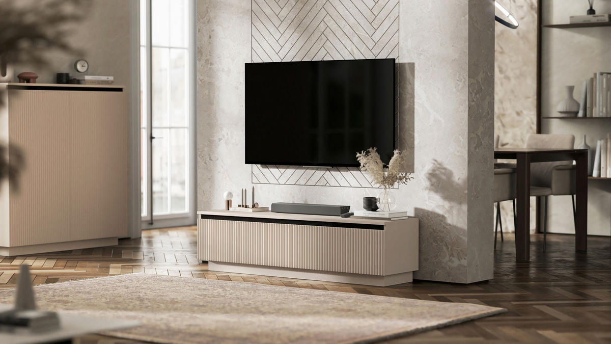 TV-SCHRANK Selene 140 cm Kaschmir matt Glamour - Kaschmir, Holzwerkstoff (140/37/35cm) - Meble Lindner