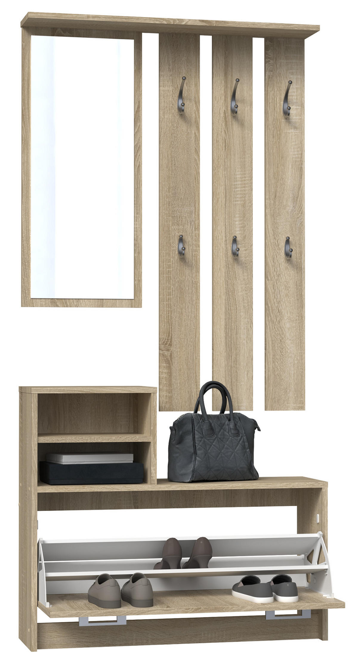 GARDEROBENSET Verena (2-teilig) - Sonoma Eiche, Holzwerkstoff (85/180/24cm) - kommodly