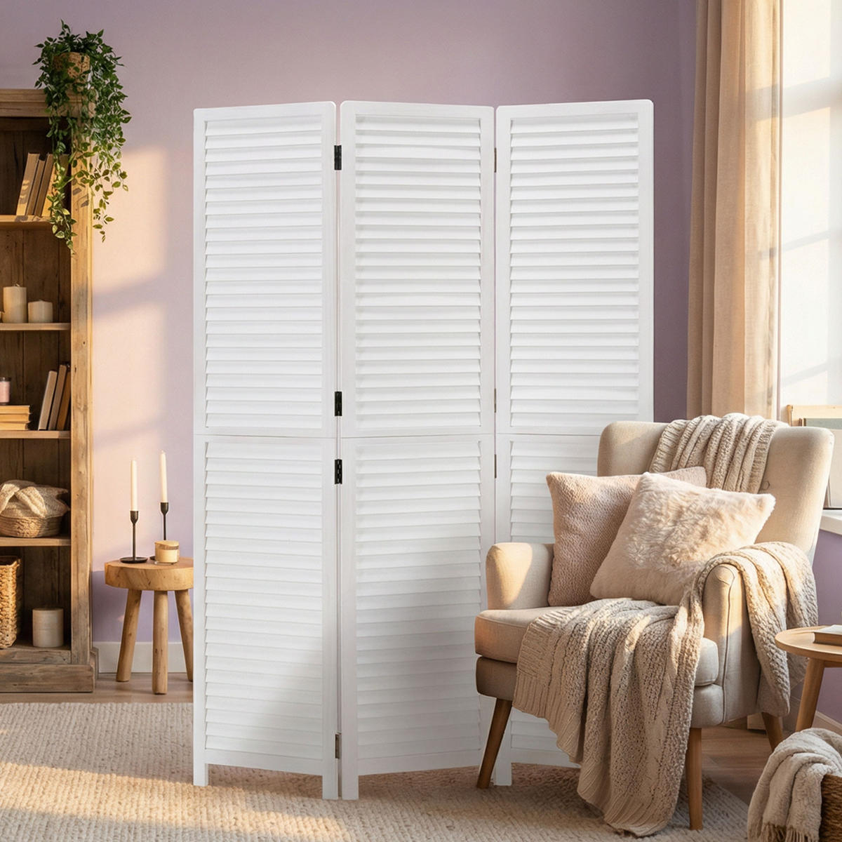 PARAVENT 120/170 cm Weiß - Weiß, Holz (120/170/2cm) - Homestyle4u