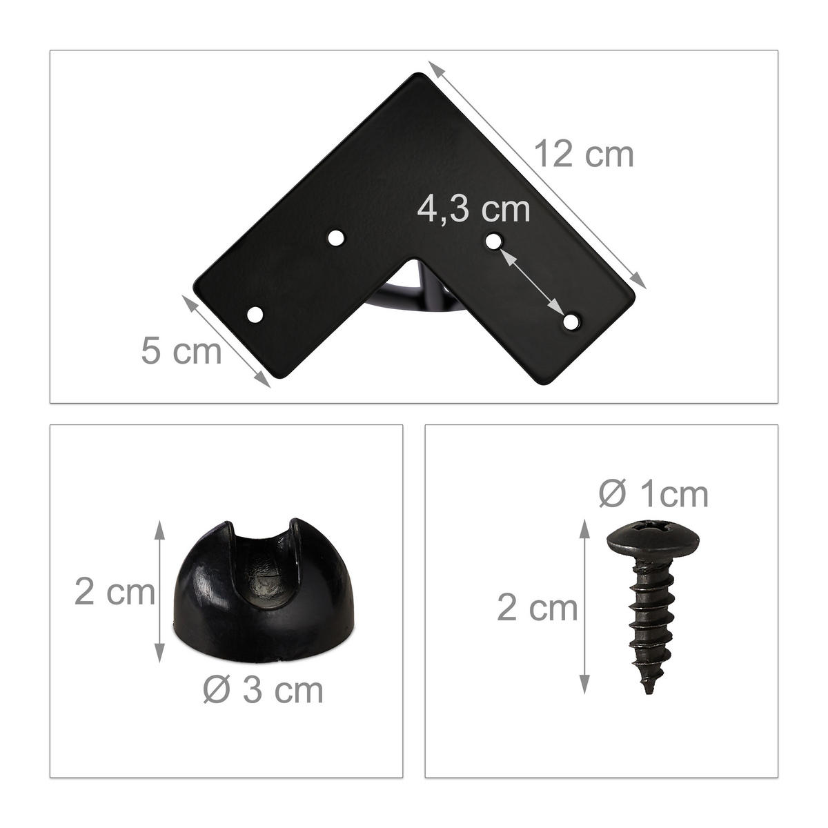 4XHAARNADELTISCHBEINE - Schwarz, Kunststoff/Metall (12/71/12cm) - Relaxdays