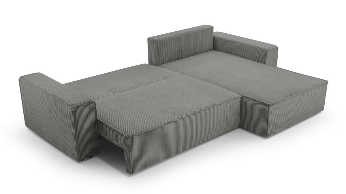 ECKSOFA L Form Cedria Grey 287/145/85 cm mit Schlaffunktion - Schwarz/Grau, Kunststoff/Textil (287/145cm) - AX Living