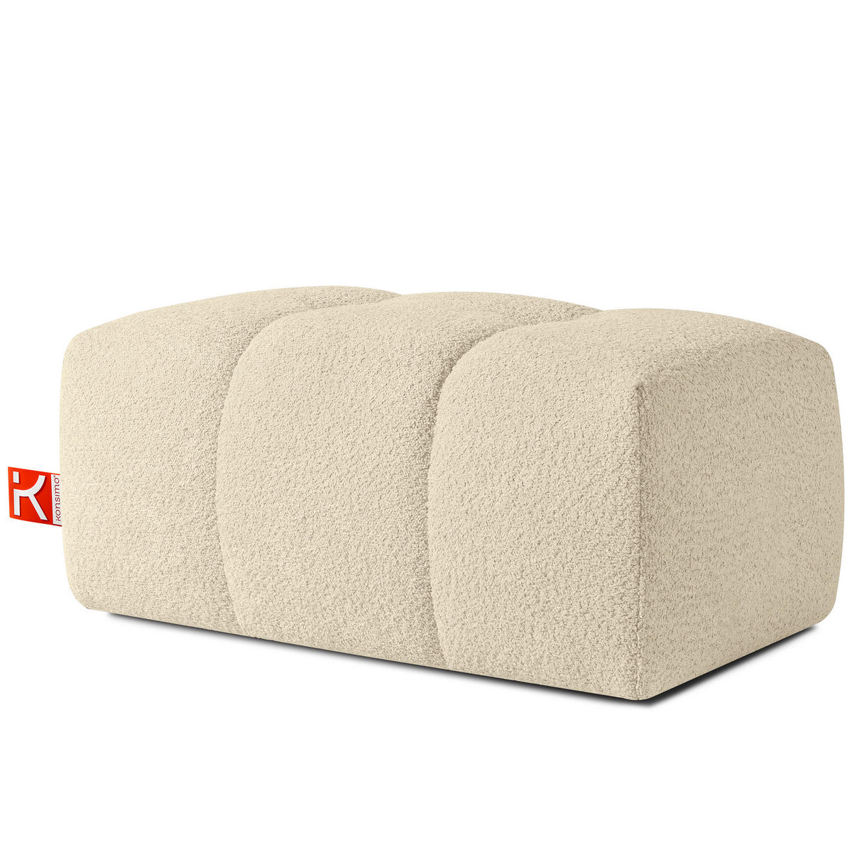 POUF RAVIA, Bouclé, Hellbeige - Beige, Holz/Textil (96/45/50cm) - KONSIMO®