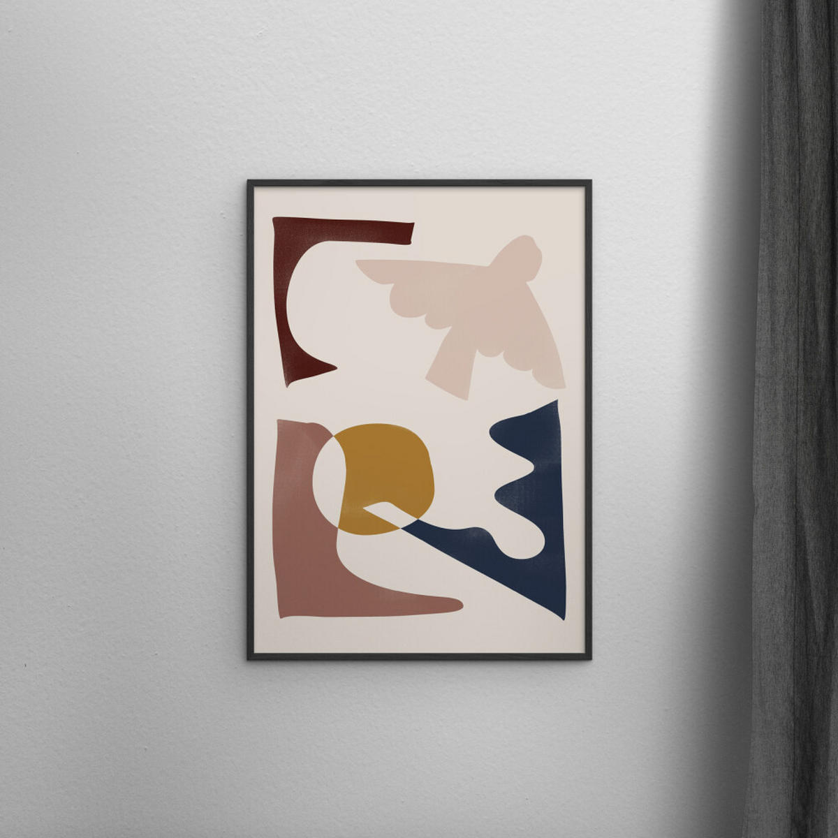 POSTER mit Rahmen Affordable Art Prints - Melloi - Multicolor/Schwarz, Holz/Papier (50/70cm) - Poster&Frame