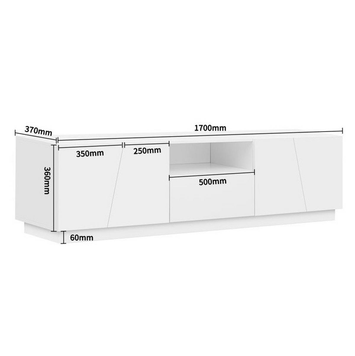 TV-LOWBOARD aus MDF 170x37x42 cm Weiß mit 4 Türen und offenen Fächern - Weiß, Holzwerkstoff (170/42/37cm) - IVMEU