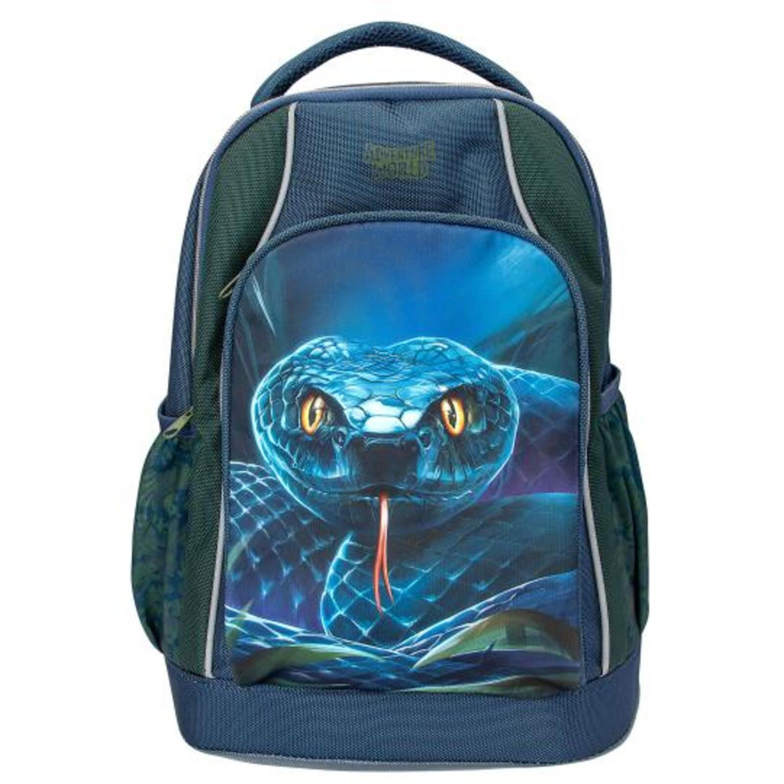 SCHULRUCKSACK SCHLANGE Adventure World blau-grün 19 x 30 x 40 cm - Blau/Grün, Textil (30/19cm) - Depesche Germany