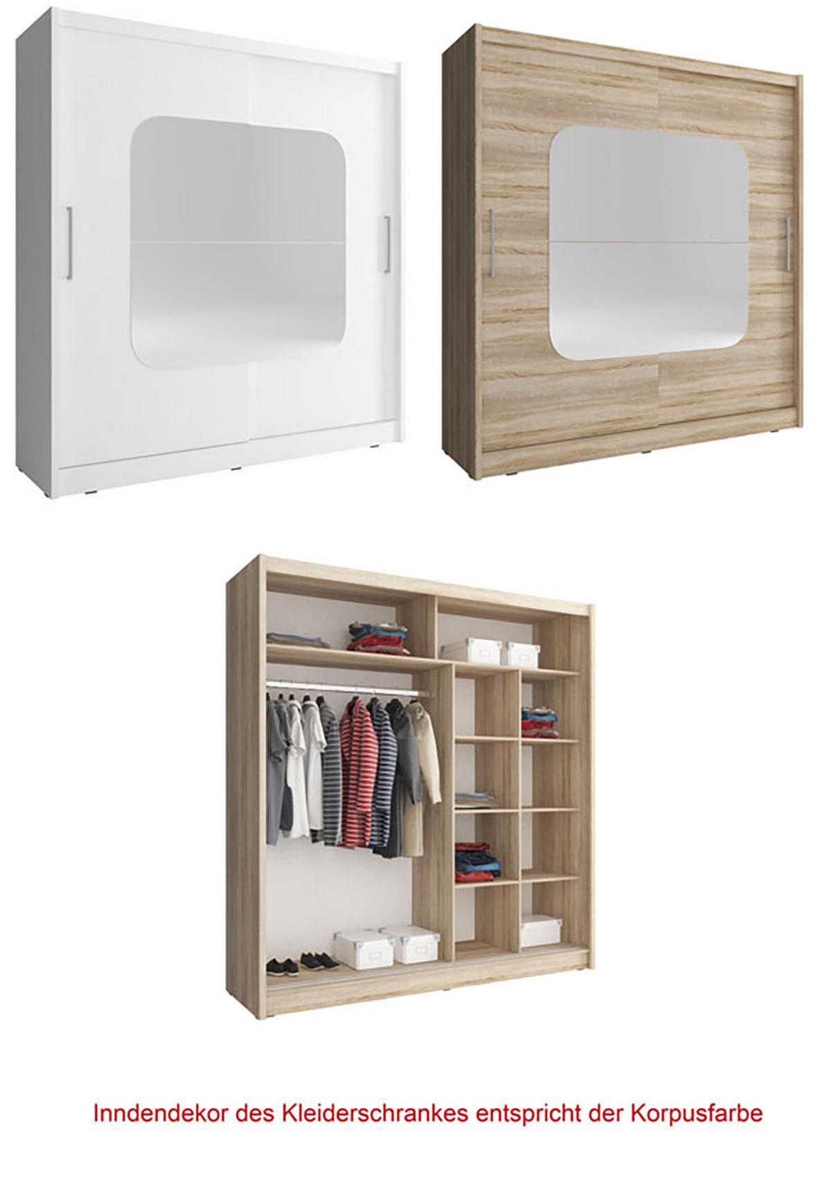 SCHIEBETÜRENSCHRANK Maja VIII weiß 200 / 62 / 214cm - Weiß, Holz/Holzwerkstoff (62/214/200cm) - Feldmann-Wohnen