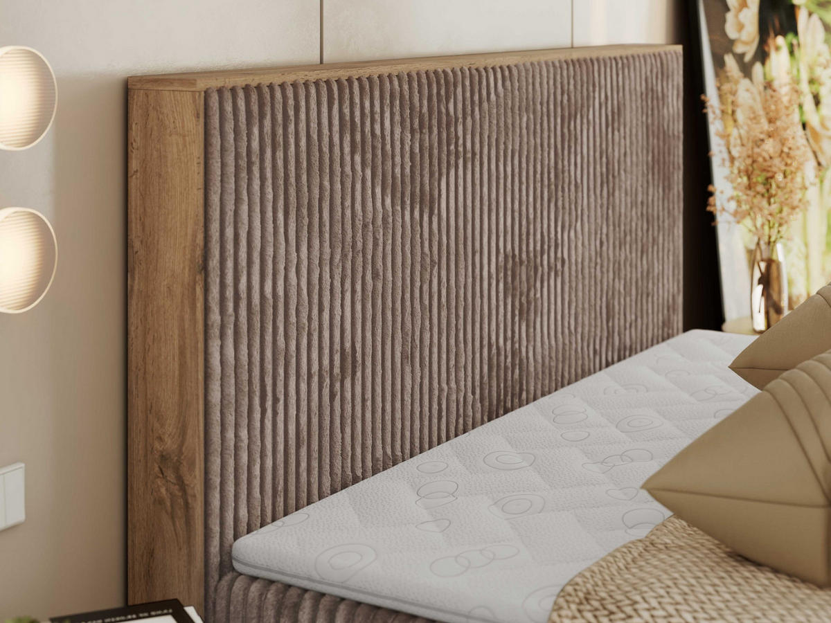 BOXBETT WOOD CLASSIC 160/200 - Braun Cord - H4 - Braun, Textil (160/200cm) - MKS