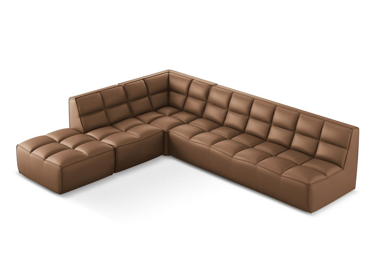 ECKSOFA Beidseitig Kunstleder Braun - Lila/Schwarz, Leder/Kunststoff (308/258cm) - Makamii