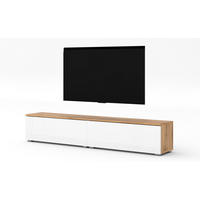 LOWBOARD Loriano 2x100 Wotan, Weiß Hochglanz 200/36,5/32 cm – Hängend und Stehend - Braun/Weiß, Holzwerkstoff/Kunststoff (200/36.5/32cm) - AX Living