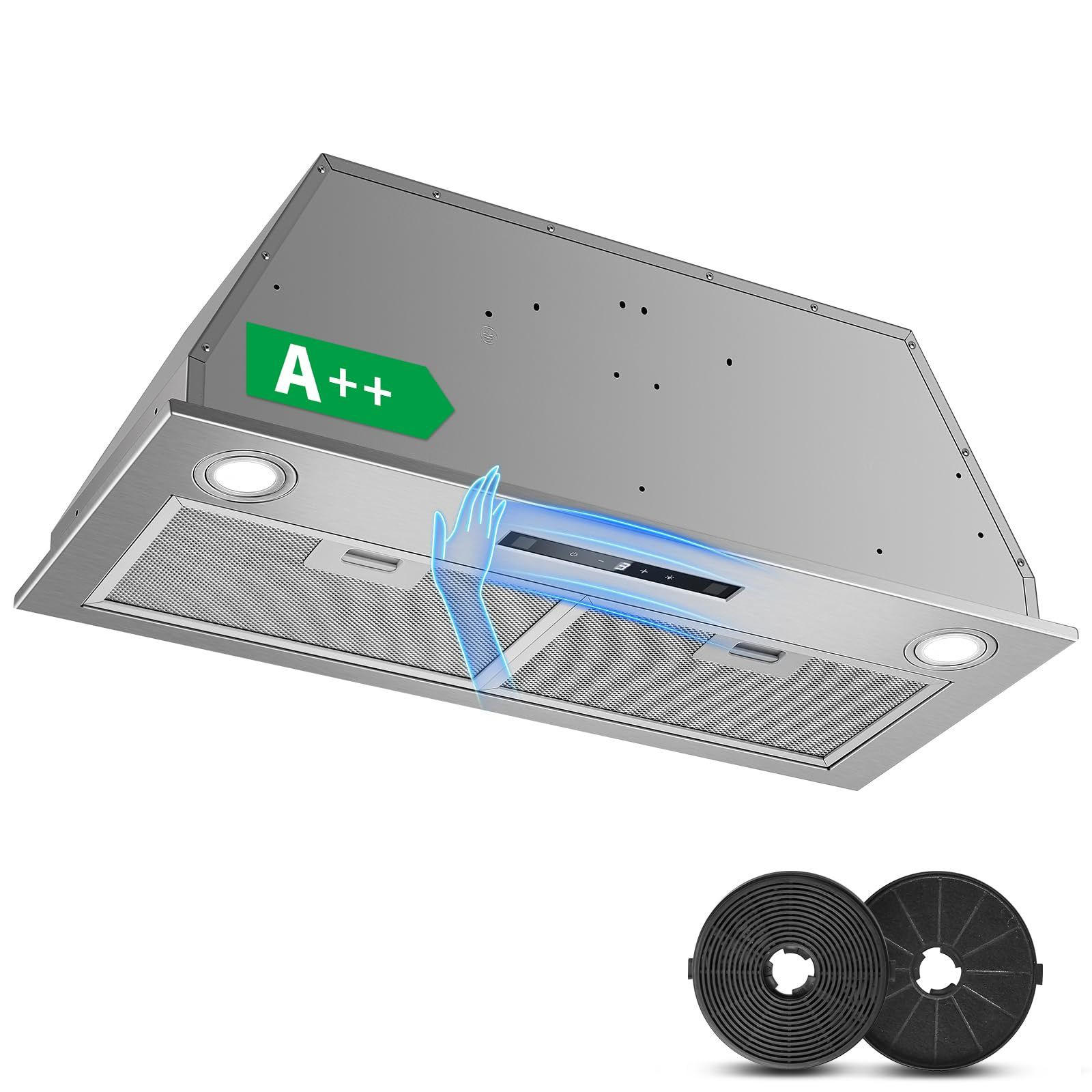 DUNSTABZUGSHAUBE mit Touch-Bedienung, Aktivkohlefilter, Filter - Silberfarben, Metall (37/41.12/84.7cm) - Korfee