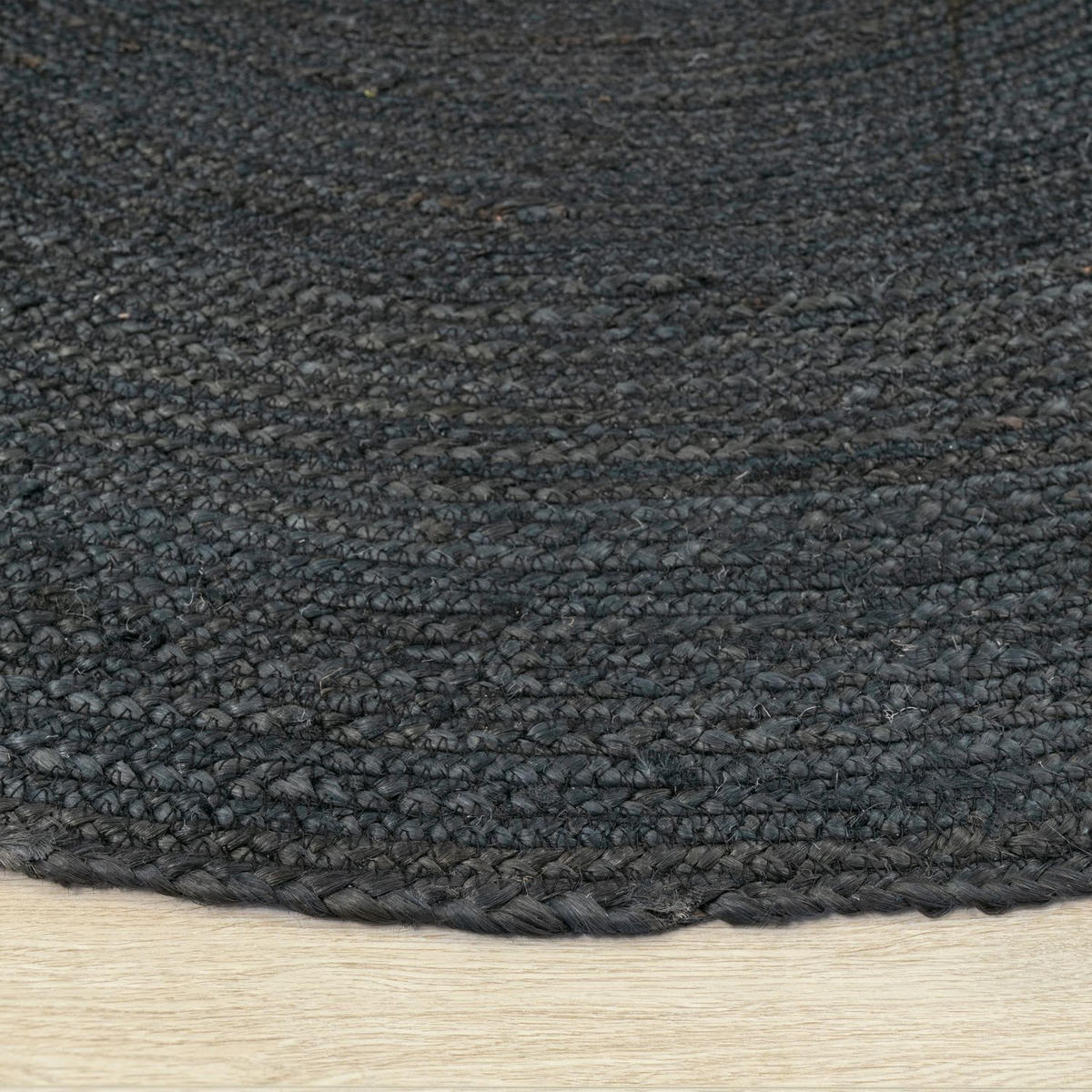 FLACHWEBETEPPICH Cutout Anthrazit Ø 80 cm - Anthrazit, Naturmaterialien (80/80cm) - TT Home