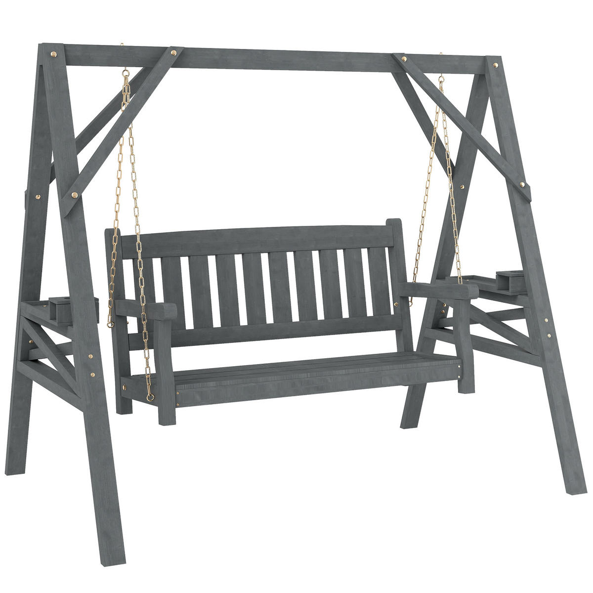 SCHAUKELBANK Tannenholz Metall Grau - Grau, Holz (120/160/183cm) - Outsunny