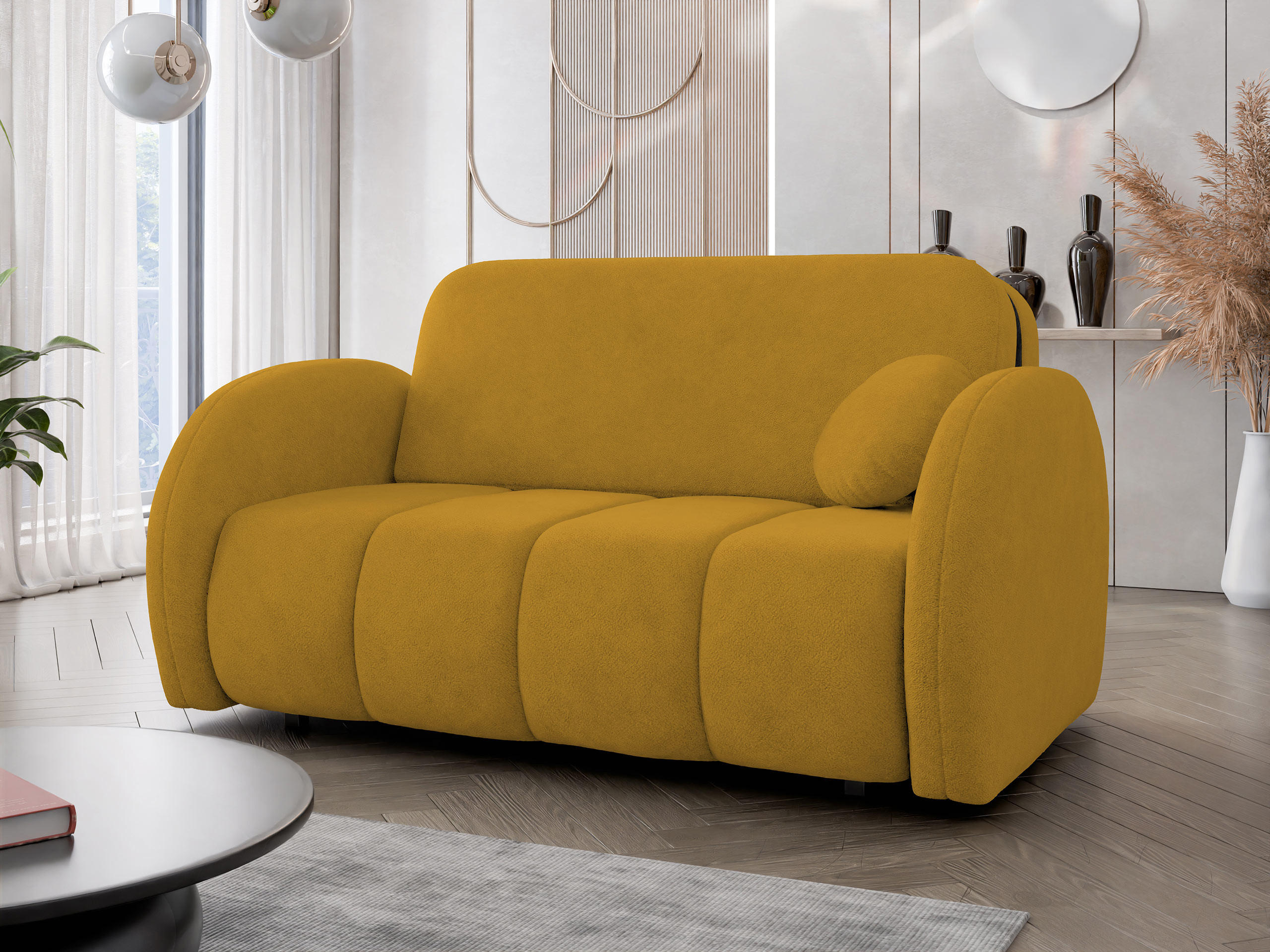 SCHLAFSOFA Viva Comfy III - Gelb/Schwarz, Holz/Textil (152/85/103cm) - MIRJAN24