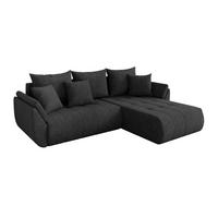 ROHOVÁ SEDAČKA s funkcí spaní, otoman vpravo TOKO-L 277x194x86 tmavě šedá velur - černá/antracitová, kompozitní dřevo/textil (277/194cm) - ALTDECOR