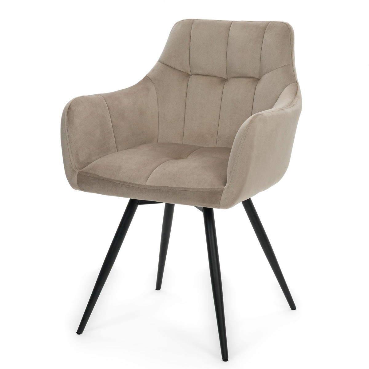 STUHL FANO drehbar gepolsterter mit Steppung - dunkelbeige - Velour - Hellbraun/Beige, Textil/Metall (58/83/59cm) - NEW HOME