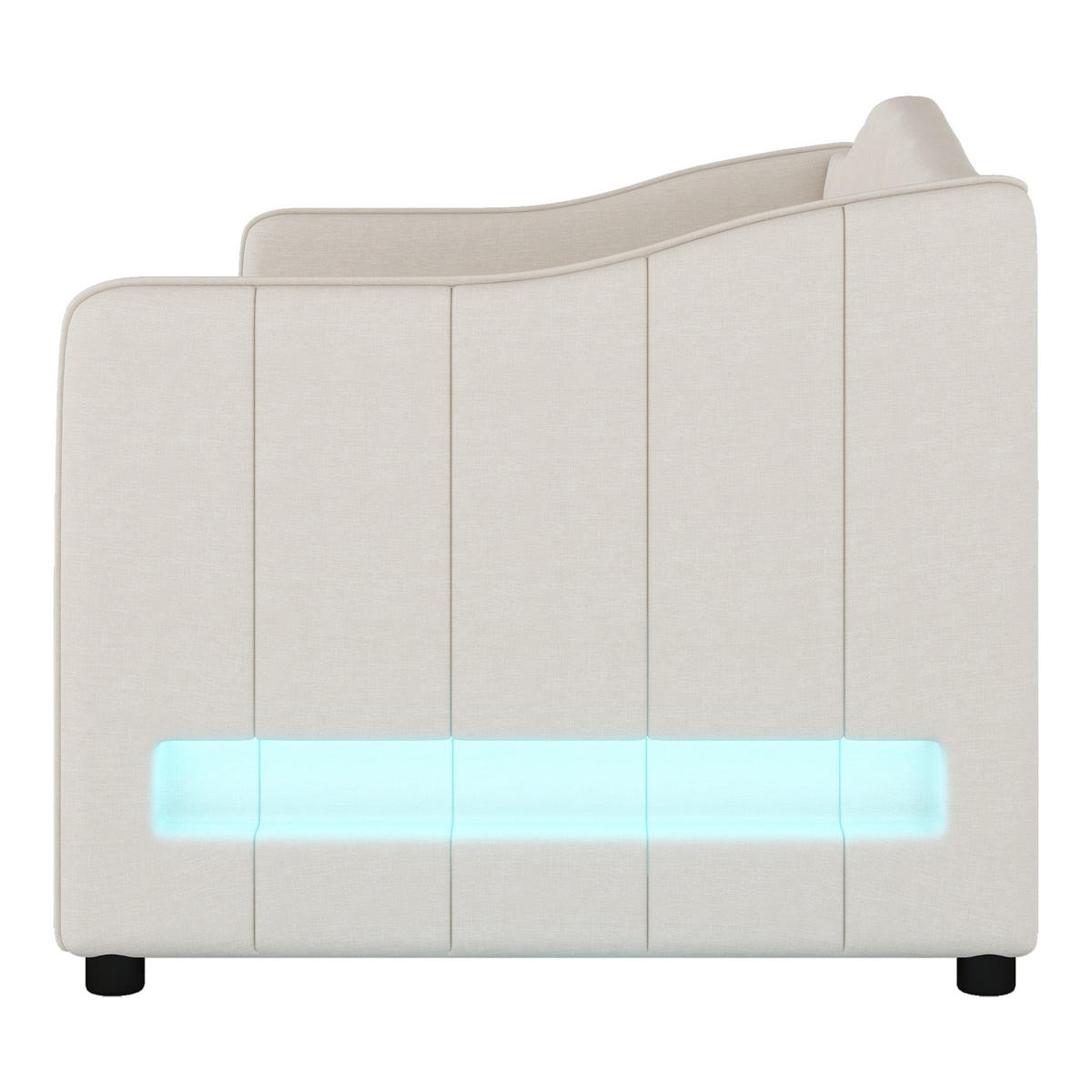 TAGEBETT 90x200cm Beige Leinen mit Ausziehbett Ambiente-Licht-Design - Beige, Holz (90/200cm) - FLIEKS