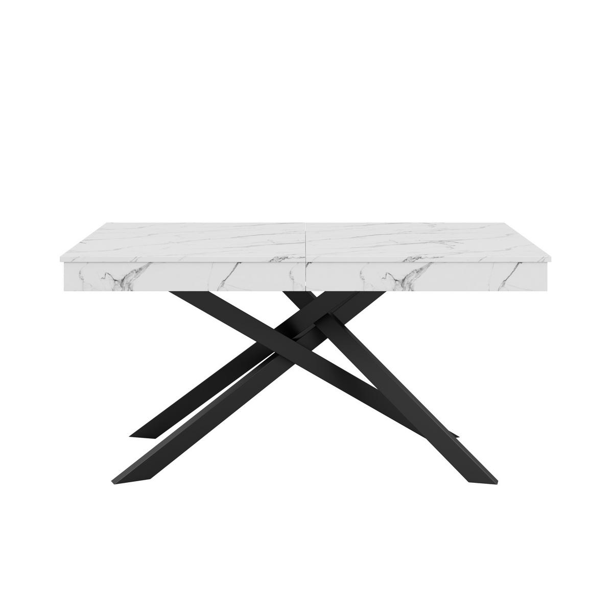 JÍDELNÍ stůl, 140–180/80 cm, MDF bílá, rozkládací pro 6–8 osob - bílá, kompozitní dřevo (180/80/76cm) - BEAOK