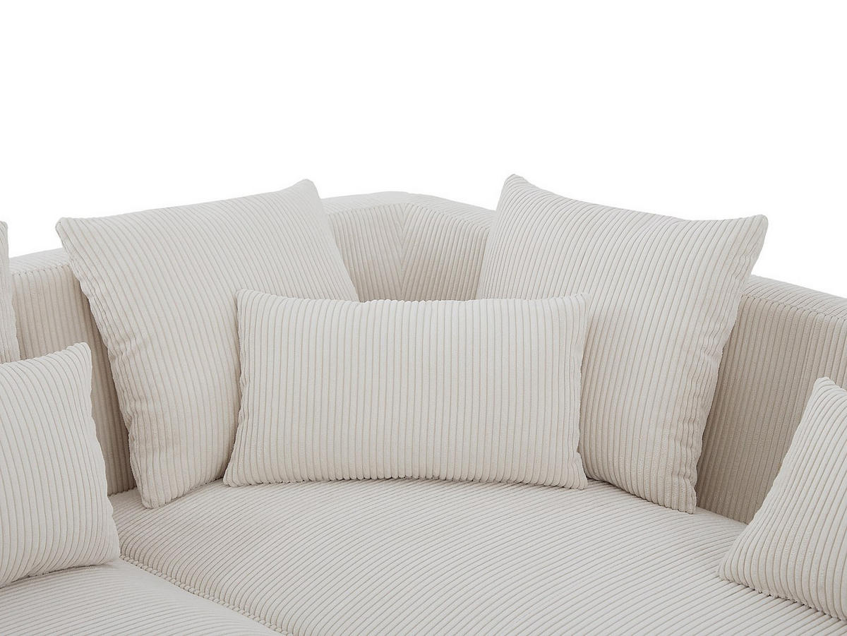 ECKSOFA mit Ottomane links aus beigem Cord MECODI - Beige, Textil (185/231cm) - Vente-Unique