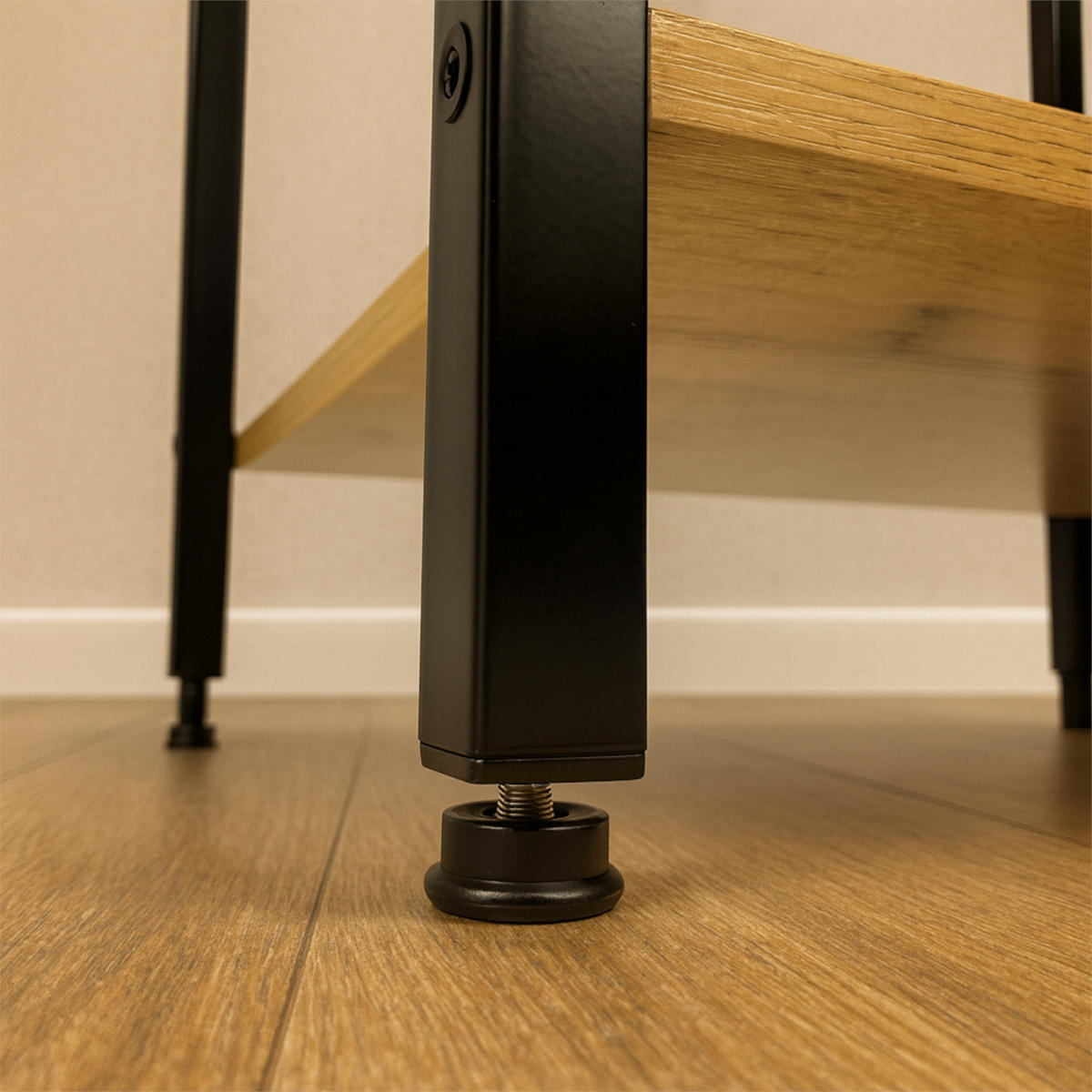 STANDREGAL Holzoptik Metall Eichefarben Schwarz mit 6 Böden 187,5 x 39,5 x 30 cm - Eichefarben/Schwarz, Holzwerkstoff/Metall (40/187.5/30cm) - Begryf