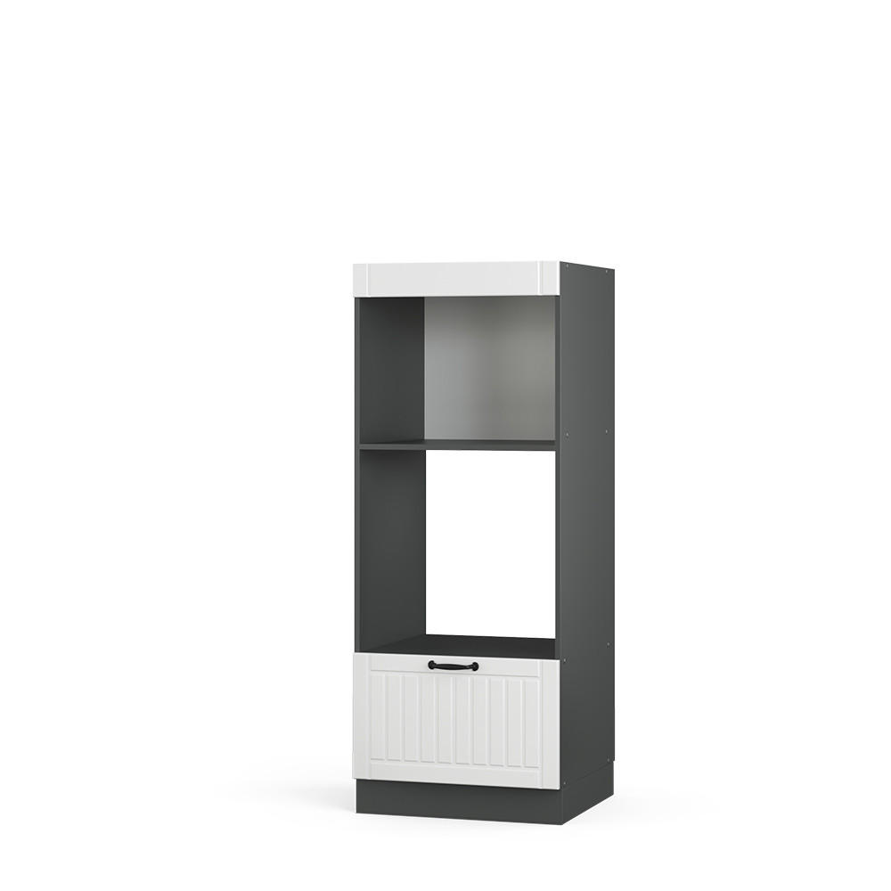 MIKROWELLENSCHRANK Fame-Line Weiß Landhaus 60 cm offen - Anthrazit/Weiß, Holzwerkstoff (60/153.6/58.1cm) - Vicco