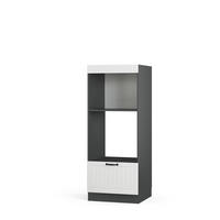 MIKROWELLENSCHRANK Fame-Line Weiß Landhaus 60 cm offen - Anthrazit/Weiß, Holzwerkstoff (60/153.6/58.1cm) - Vicco