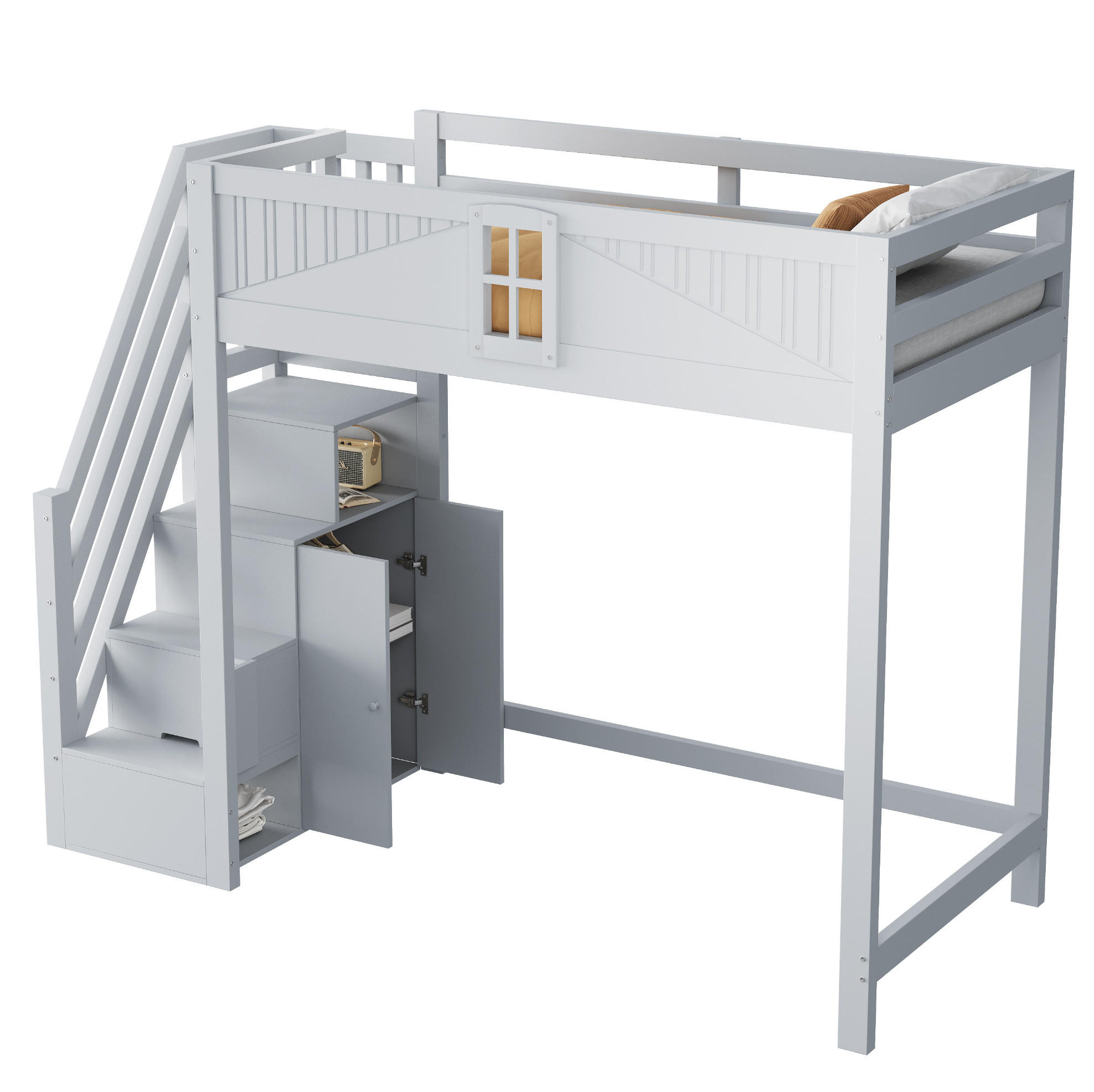 HOCHBETT 90/200 cm Grau aus Holz mit Stauraum - Grau, Holzwerkstoff (90/200cm) - OKMYHOME