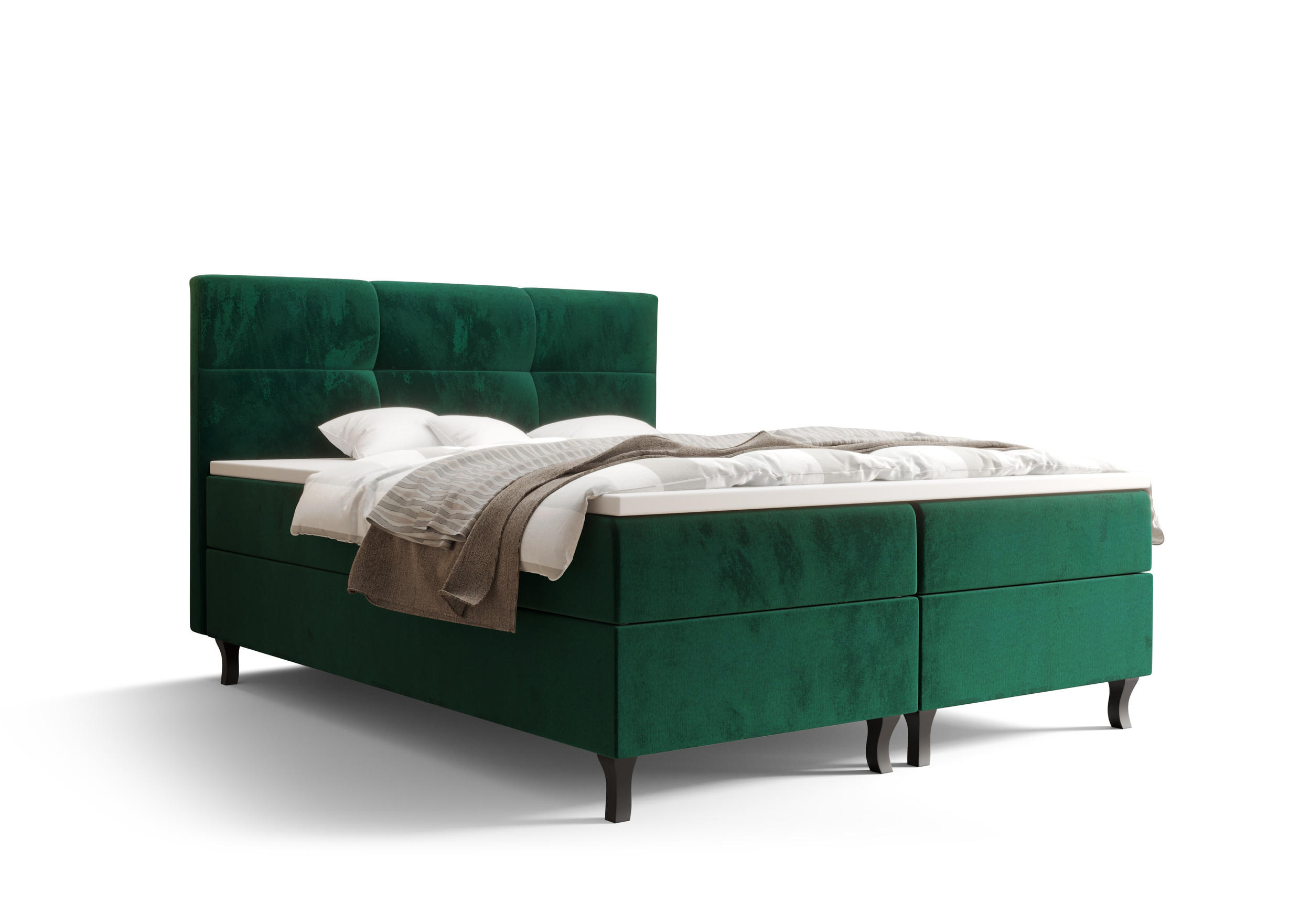 BOXBETT LIMBA mit Matratze H3, Bonell und Topper 140x200 Monolith 37 - Grün, Holz/Textil (140/200cm) - Bedante