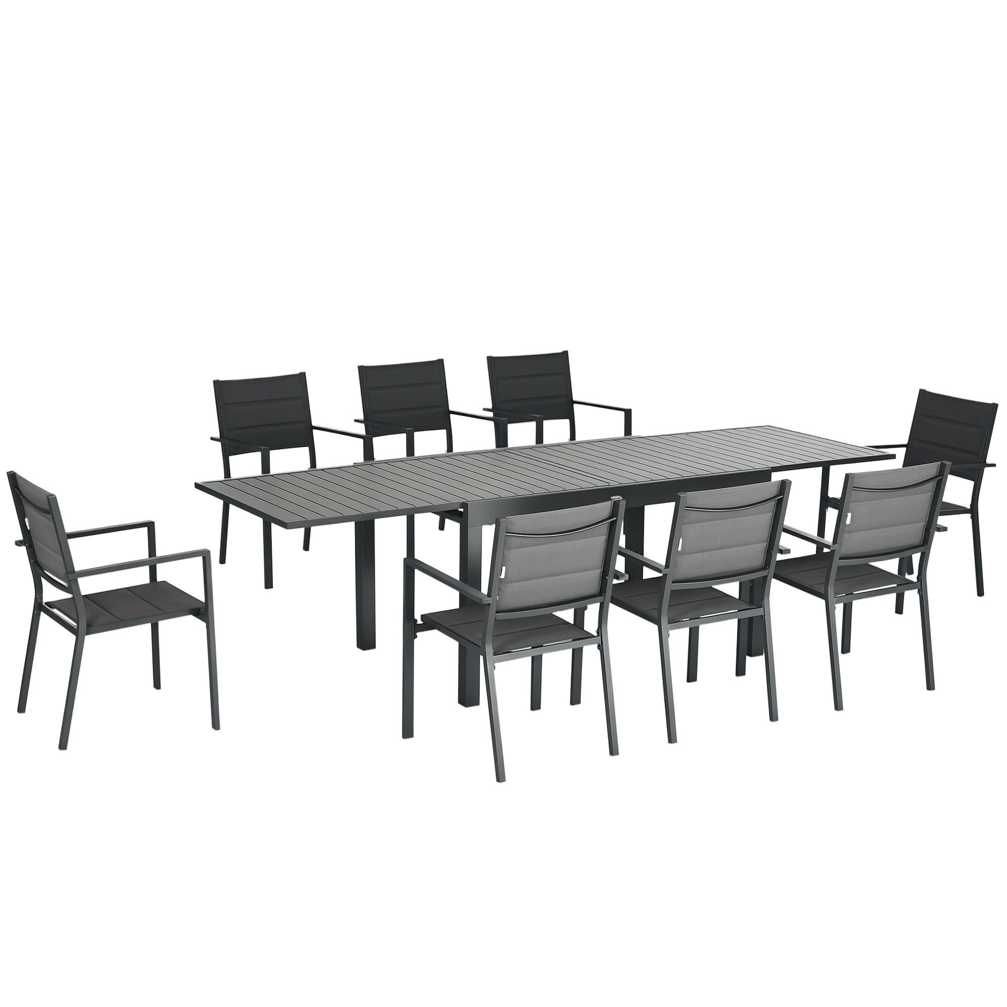 GARTENTISCHGRUPPE DE-18087 ausziehbar 135-270 cm, Aluminium/Textilene Grau - Grau, Metall - ComfortXL
