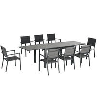 GARTENTISCHGRUPPE DE-18087 ausziehbar 135-270 cm, Aluminium/Textilene Grau - Grau, Metall - ComfortXL
