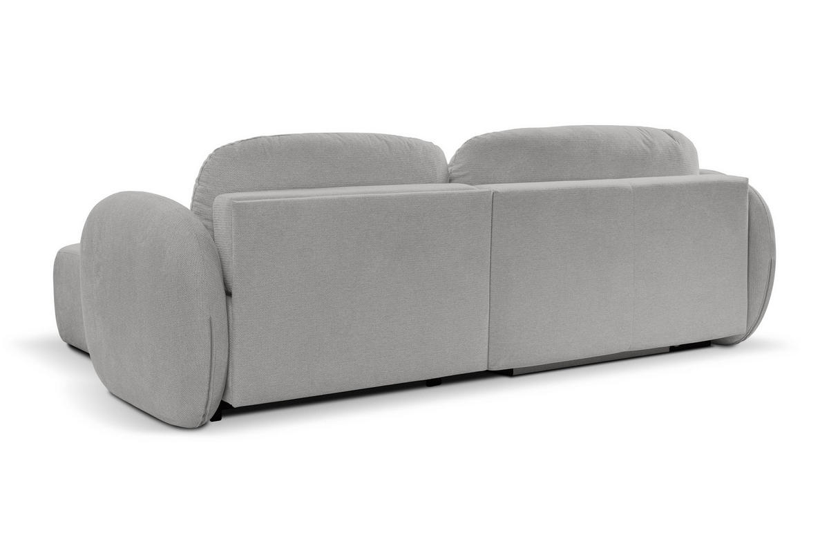 ECKSOFA AMICO R-S Hellgrau Geflochtener Stoff mit Schlaffunktion - Hellgrau, Holz (248/174cm) - MASSENO