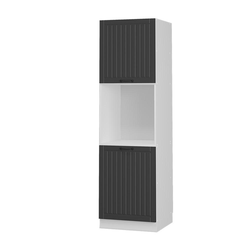 HERDUMBAUSCHRANK Fame-Line Anthrazit Landhaus 60 cm offen - Dunkelgrau/Anthrazit, Holzwerkstoff (60/206.8/58cm) - Vicco