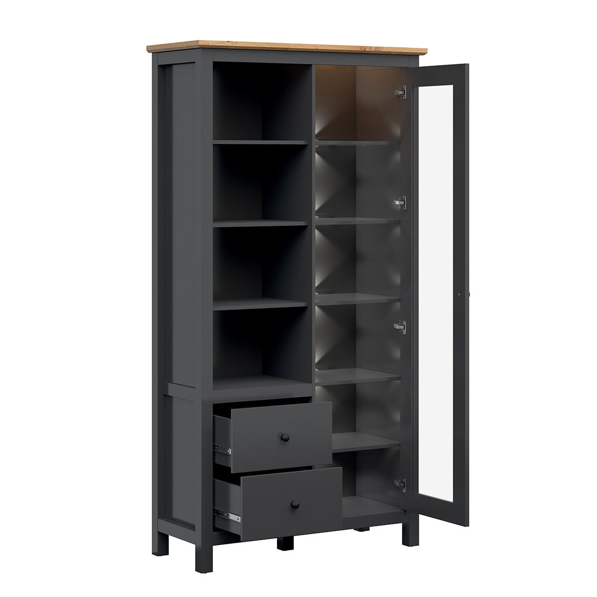 VITRÍNA Duck Antracitově šedá a dřevo - šedá, kompozitní dřevo (106/203/44cm) - Petits-meubles