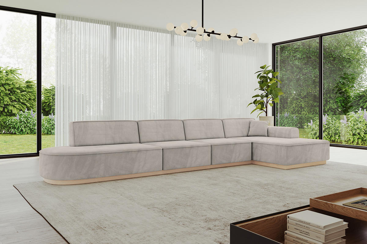 ECKSOFA Ottomane Rechts IREA-L3 - 413x171x83 cm Hellbraun - Hellbraun, Holzwerkstoff/Textil (171/413cm) - ALTDECOR