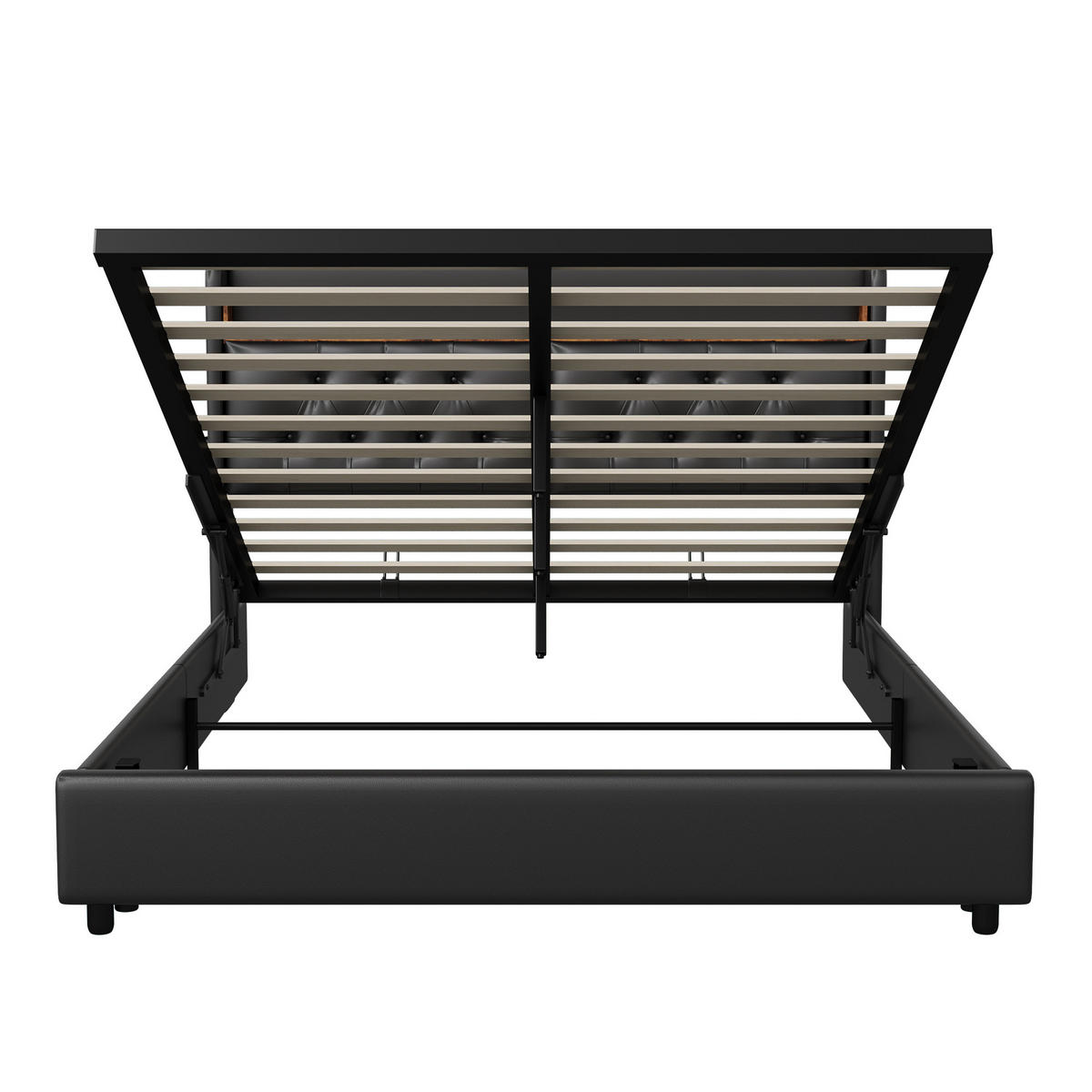 POLSTERBETT 140x200 cm LED USB Stauraum PU Leder schwarz - Schwarz, Holz (140/200cm) - LEBENLANG