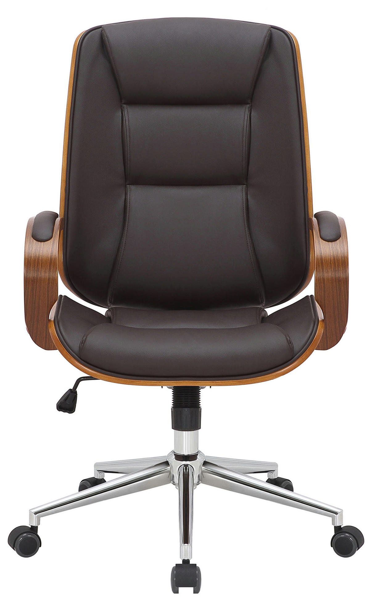 DREHSTUHL Lederlook walnuss/braun - Chromfarben/Walnussfarben, Textil/Metall (60/102/68cm) - CLP