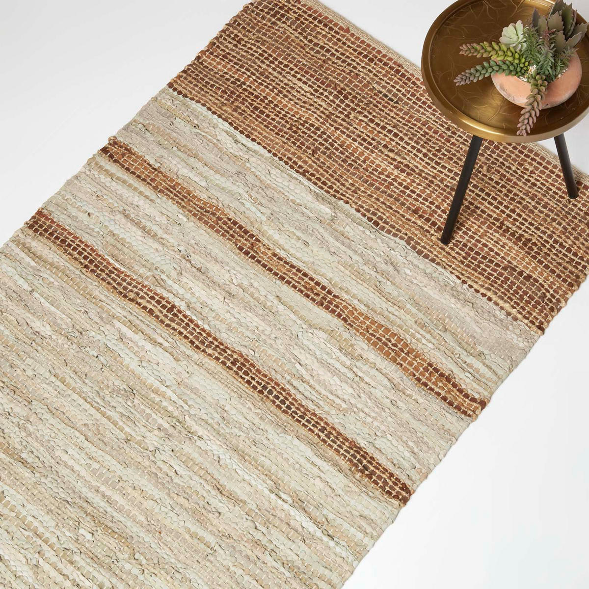 FLICKENTEPPICH aus Recycling-Leder 160/230 cm - Braun, Leder (160/230cm) - Homescapes