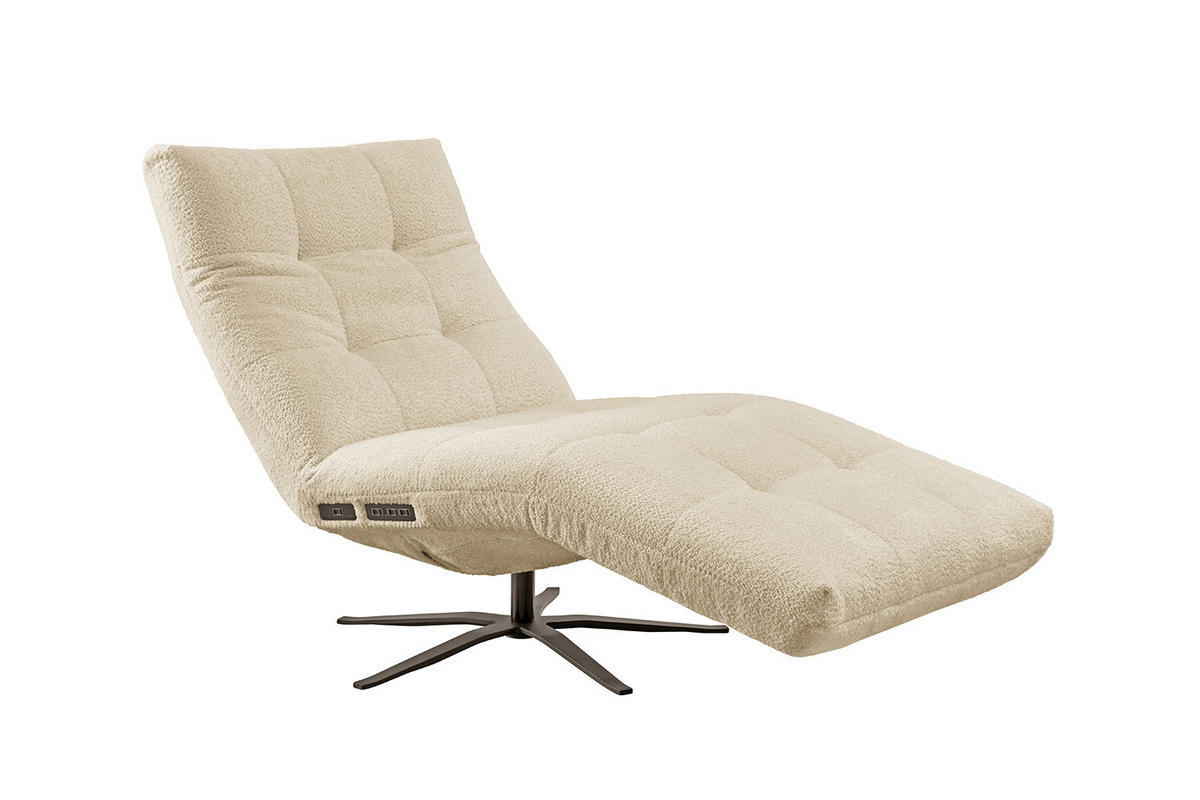RELAXLIEGE LETICIA Beige Flachgewebe - Beige/Schwarz, Textil/Metall (82/115/156cm) - KAWOLA