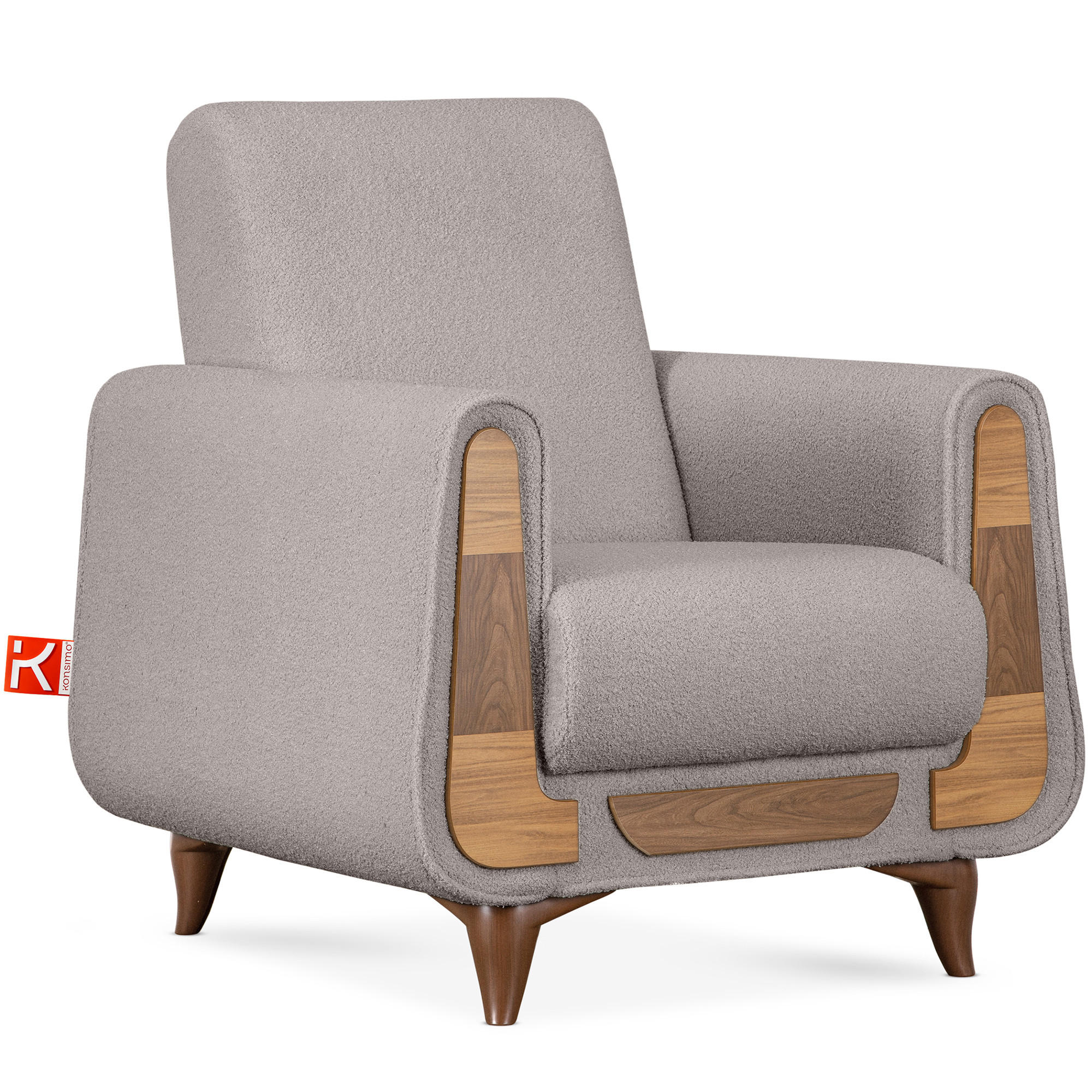 SESSEL GUSTAVO mit Armlehnen, grau - Braun/Grau, Holz/Holzwerkstoff (83/95/92cm) - KONSIMO®