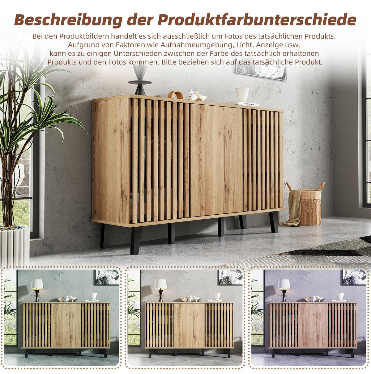 TV-LOWBOARD und Sideboard aus Spanplatte 180x40x55/150x40x95 cm Naturholzfarben mit Stauraum - Hellbraun, Holzwerkstoff (180/55/40cm) - IVMEU